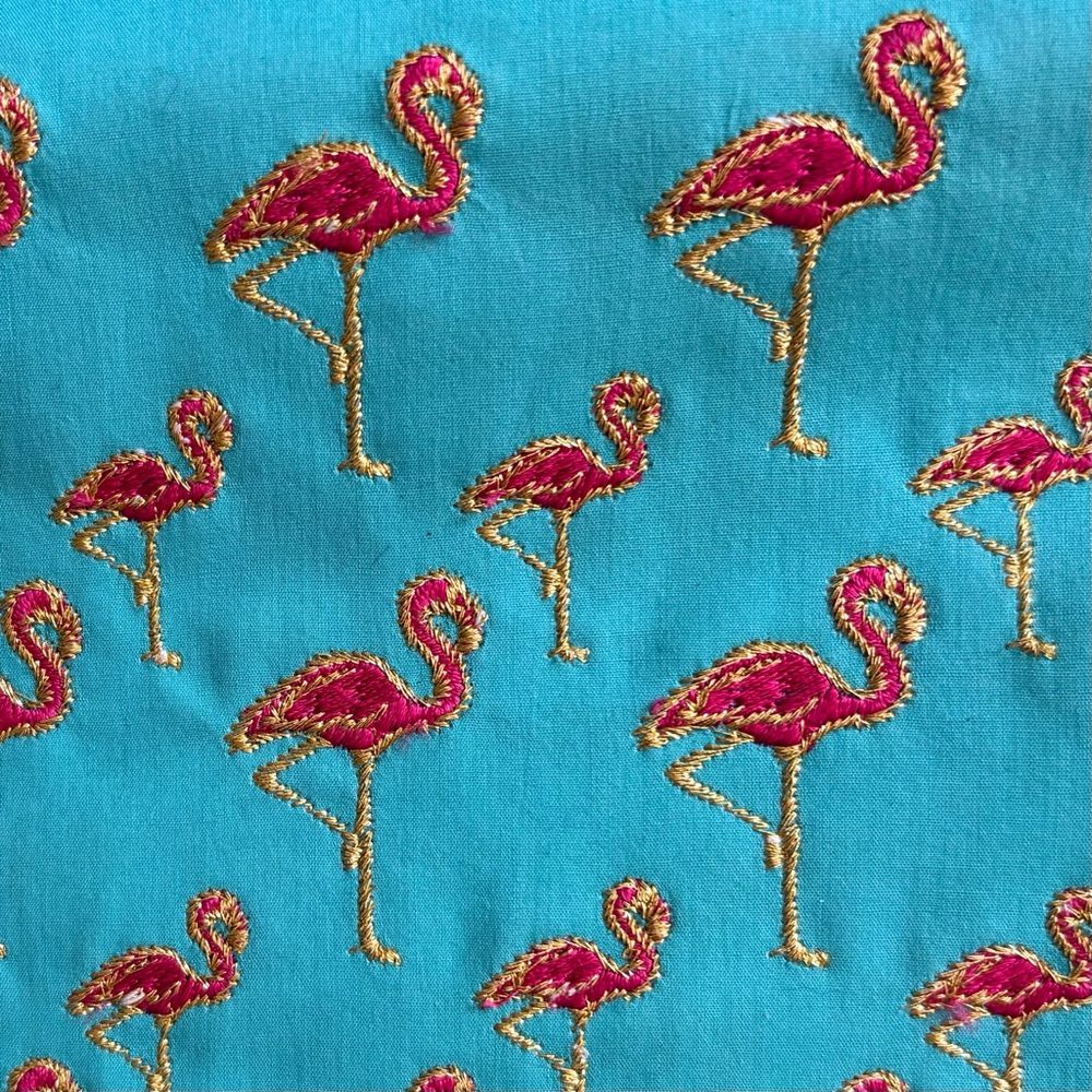 SHIRALEAH CHICAGO Satin Embroidered Flamingo Clutch Gold Chain Shoulder Bag - Picture 4 of 10